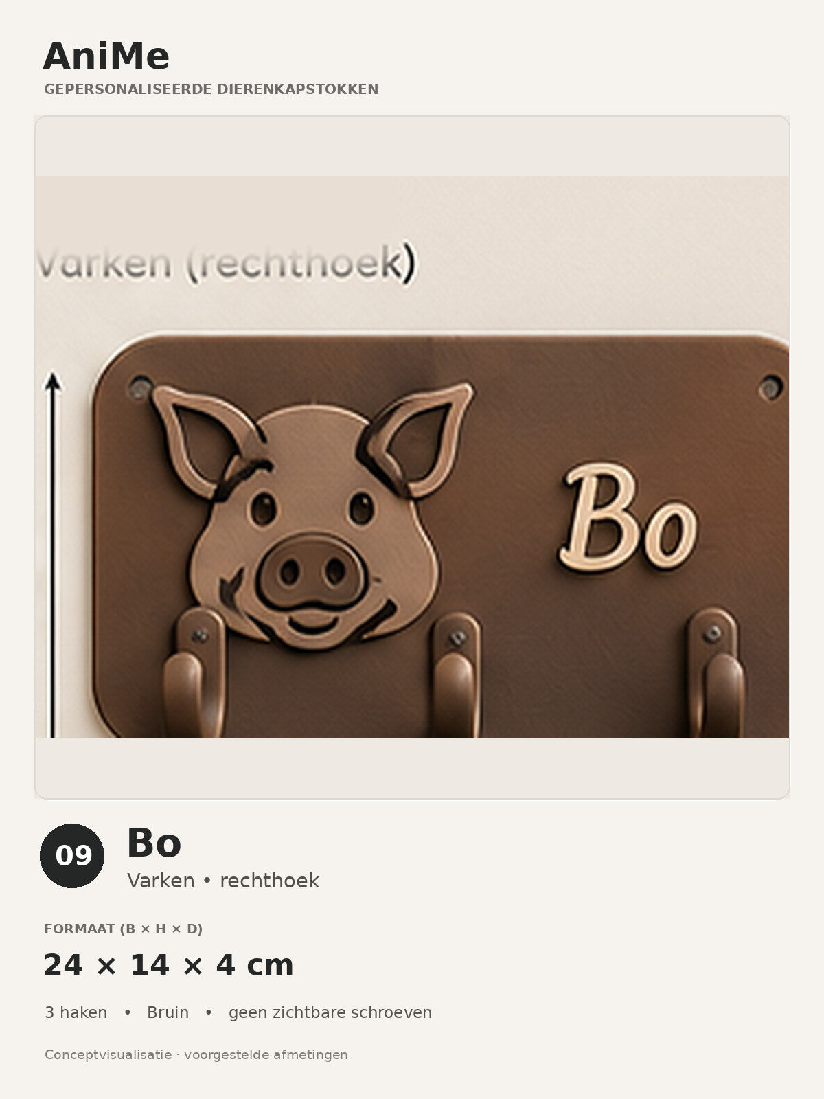 Gepersonaliseerd dierenkapstokje – Bo
