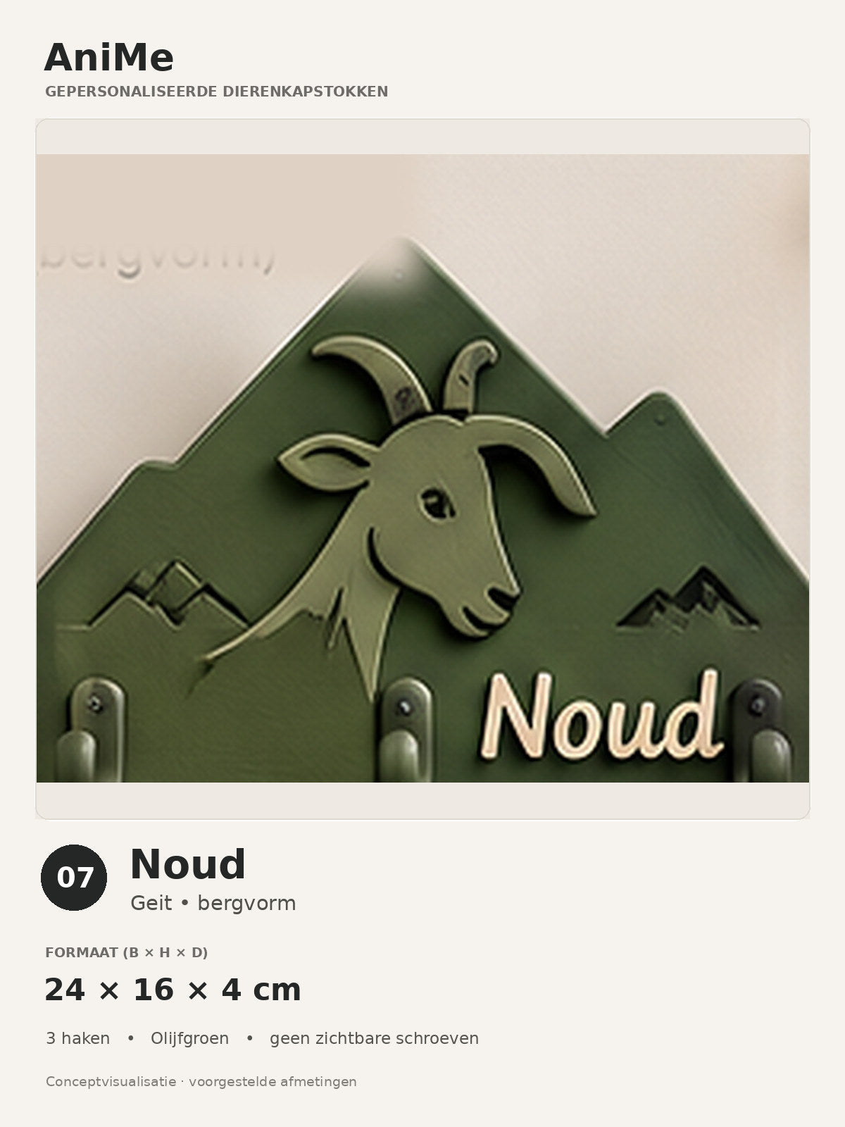 Gepersonaliseerd dierenkapstokje – Noud