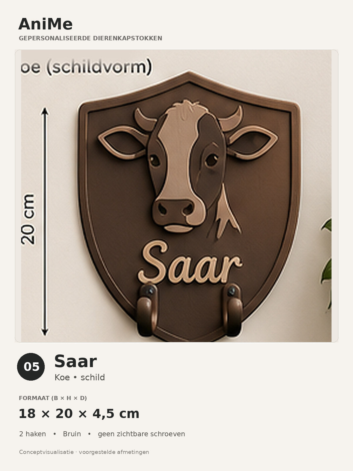 Gepersonaliseerd dierenkapstokje – Saar