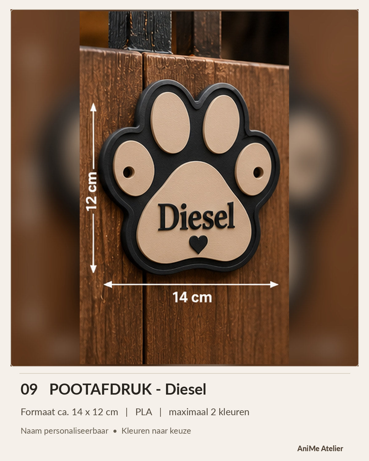Gepersonaliseerd naambordje Pootafdruk – Diesel