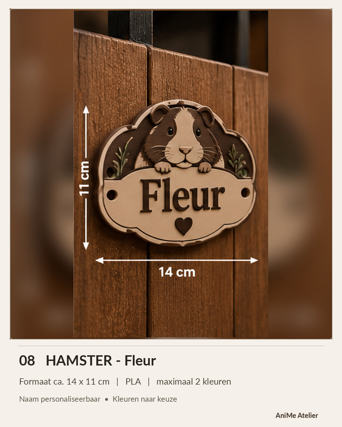 Gepersonaliseerd naambordje Hamster – Fleur