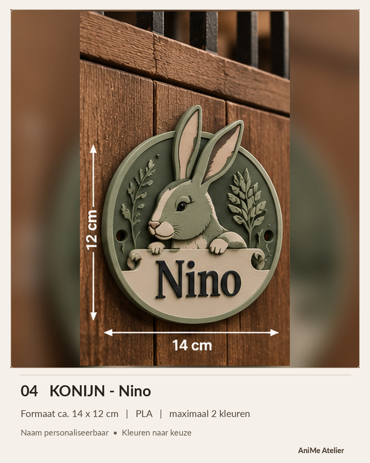 Gepersonaliseerd naambordje Konijn – Nino